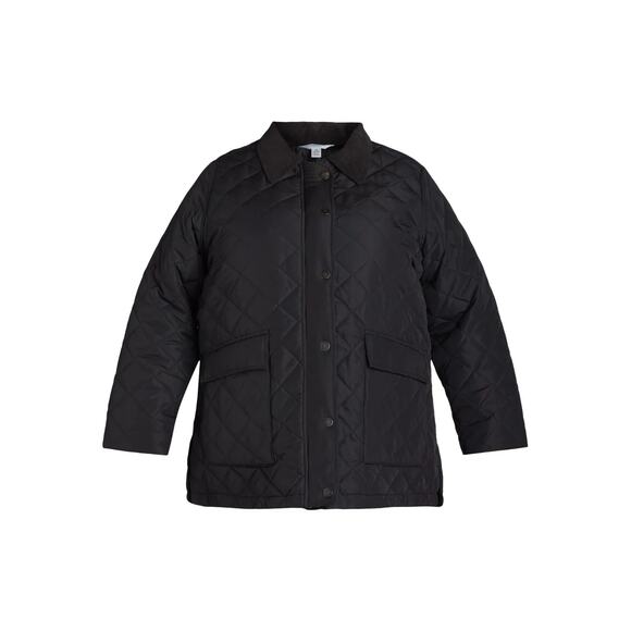 NWT Time and Tru Women’s Quilted Barn Jacket Black Soot Snap Zip Coat Small 4-6 - Picture 1 of 7